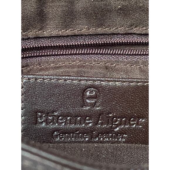 Etienne Aigner Dark Brown Leather Purse Crossbody Bag 10" X 7" VGUC - Picture 13 of 15